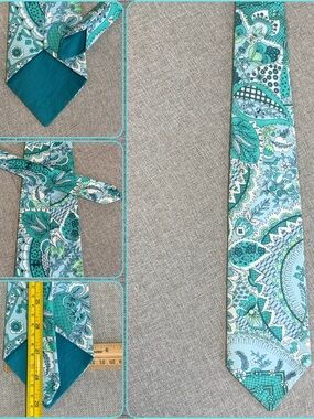 Pastel Teal Paisley Cotton Look Tie